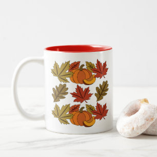 Herbstlaub-Kürbis-Thanksgiving-Dinnerparty Zweifarbige Tasse