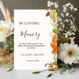 Herbstlaub Kürbiskürbis Hochzeit in Love Memory-Ze Sockelschild