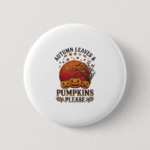 Herbstlaub Kürbisse Bitte Halloween Fledermäuse Bä Button