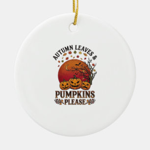 Herbstlaub Kürbisse Bitte Halloween Fledermäuse Bä Keramik Ornament