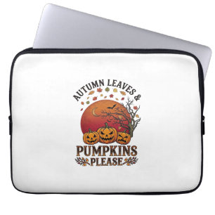 Herbstlaub Kürbisse Bitte Halloween Fledermäuse Bä Laptopschutzhülle