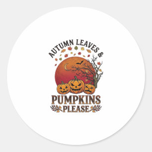 Herbstlaub Kürbisse Bitte Halloween Fledermäuse Bä Runder Aufkleber