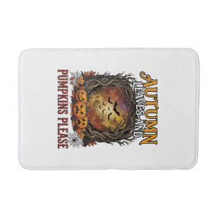Herbstlaub Kürbisse Bitte Halloween Gruselige Bäum Badematte