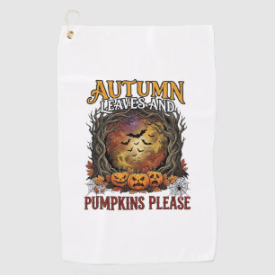 Herbstlaub Kürbisse Bitte Halloween Gruselige Bäum Golfhandtuch