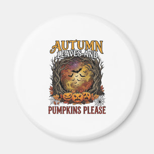 Herbstlaub Kürbisse Bitte Halloween Gruselige Bäum Magnet