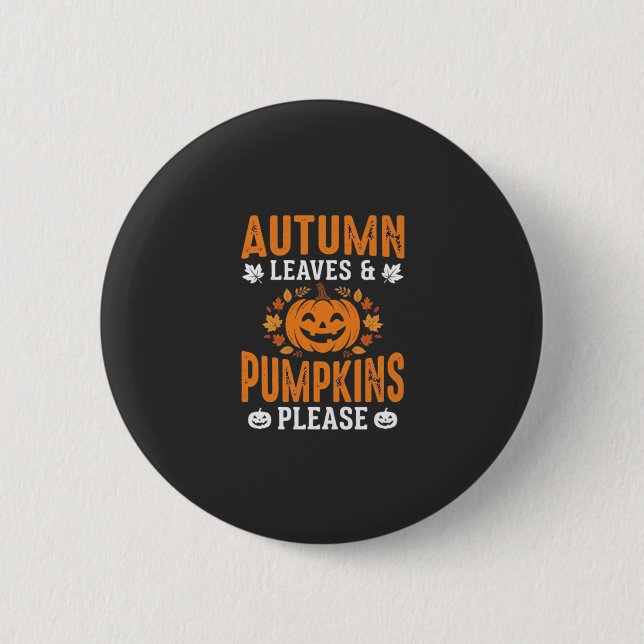 Herbstlaub Kürbisse Bitte Halloween Kürbis De Button (Vorderseite)