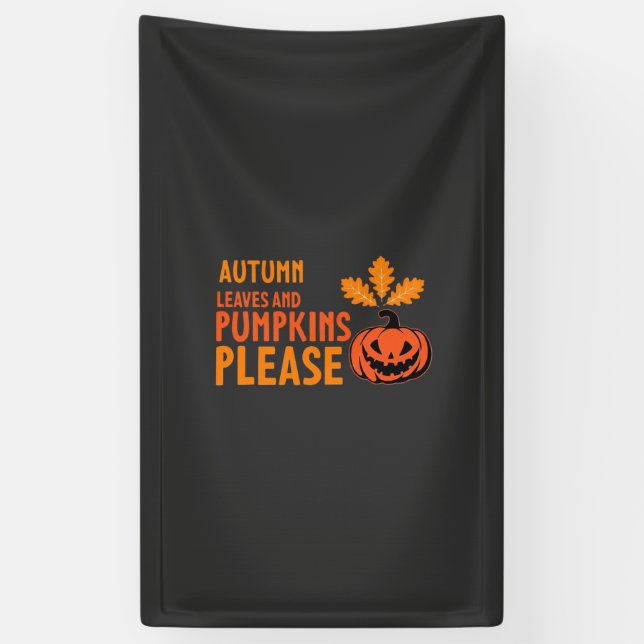 Herbstlaub Kürbisse Bitte Halloween Kürbis Oder Banner (Vertikal)