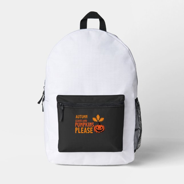 Herbstlaub Kürbisse Bitte Halloween Kürbis Oder Bedruckter Rucksack (Vorderseite)