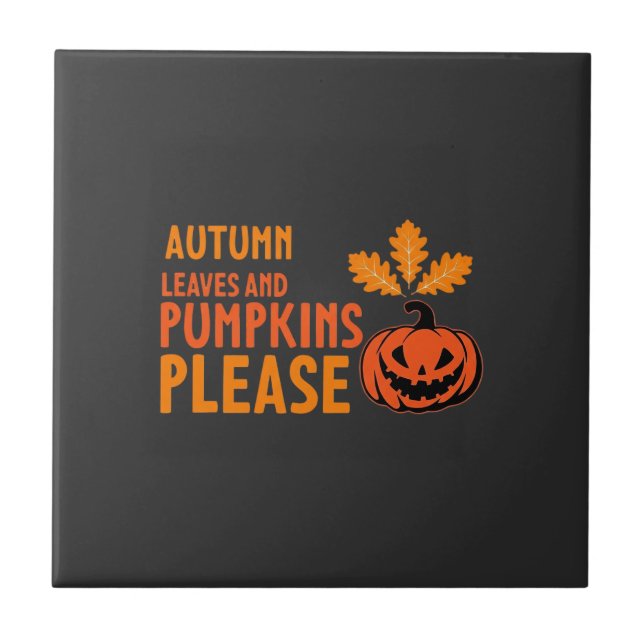 Herbstlaub Kürbisse Bitte Halloween Kürbis Oder Fliese (Vorderseite)