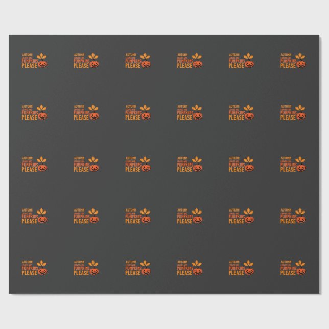 Herbstlaub Kürbisse Bitte Halloween Kürbis Oder Geschenkpapier (Flach)
