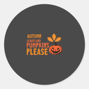 Herbstlaub Kürbisse Bitte Halloween Kürbis Oder Runder Aufkleber