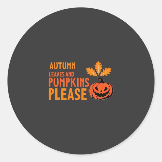 Herbstlaub Kürbisse Bitte Halloween Kürbis Oder Runder Aufkleber (Vorderseite)