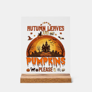 Herbstlaub Kürbisse Bitte Halloween Verhextes Zuha Acrylschild