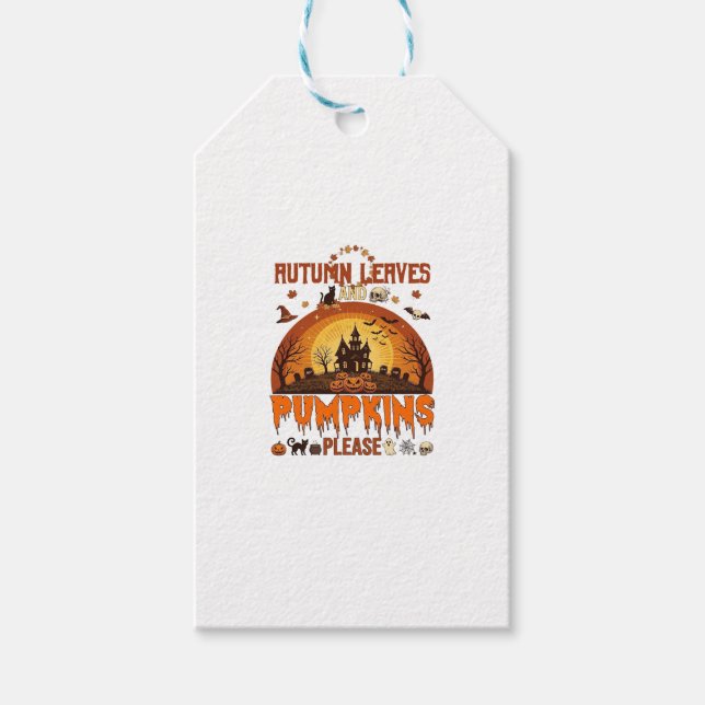 Herbstlaub Kürbisse Bitte Halloween Verhextes Zuha Geschenkanhänger (Vorderseite)
