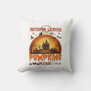 Herbstlaub Kürbisse Bitte Halloween Verhextes Zuha Kissen