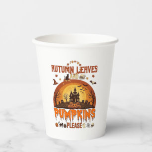Herbstlaub Kürbisse Bitte Halloween Verhextes Zuha Pappbecher