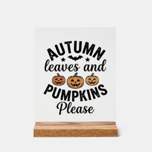 Herbstlaub-Kürbisse Bitte Vintage-Halloween-De Acrylschild