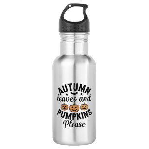 Herbstlaub-Kürbisse Bitte Vintage-Halloween-De Edelstahlflasche