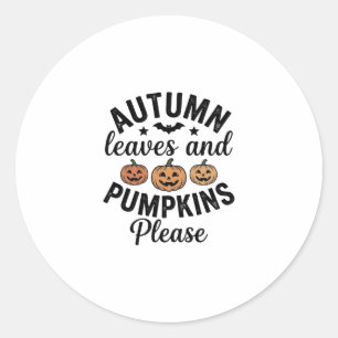 Herbstlaub-Kürbisse Bitte Vintage-Halloween-De Runder Aufkleber