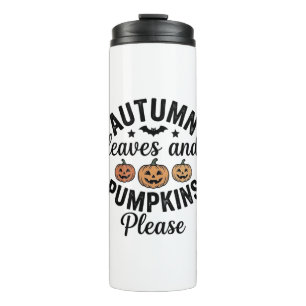 Herbstlaub Kürbisse Bitte Vintage Halloween De Thermosbecher