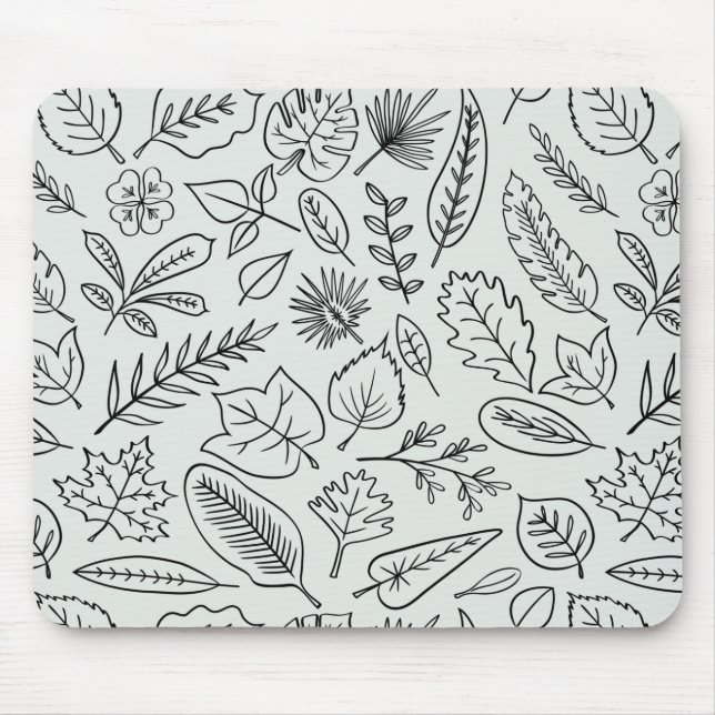 Herbstlaub Line Art Pattern - Niedlich Minimal ein Mousepad (Vorne)
