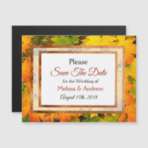 Herbstlaub Magnetkarten Save the Date Hochzeitskar