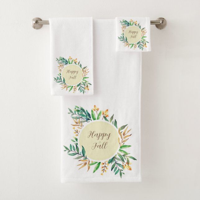 Herbstlaub mit benutzerdefinierbarem Text Badhandtuch Set (Insitu)