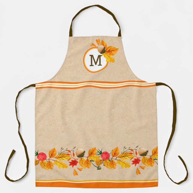 Herbstlaub Mit Monogramm Schürze (Vorderseite)