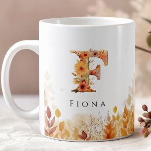 Herbstlaub Monogramm Buchstaben F mit Namen Kaffeetasse