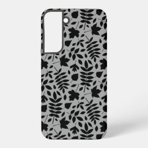 Herbstlaub-Muster Schwarz auf Grau Samsung Galaxy Hülle