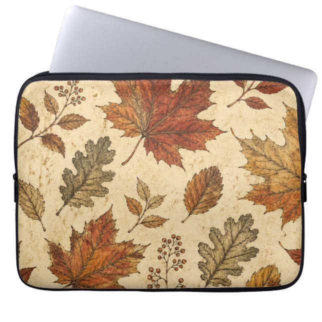 Herbstlaub-Muster – Vintage Herbst Botanik  Laptopschutzhülle (Vorderseite)