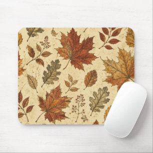 Herbstlaub-Muster – Vintage Herbst Botanik Mousepad