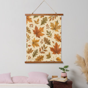 Herbstlaub-Muster Wasserfarben Herbstlaub Wandteppich Mit Holzrahmen