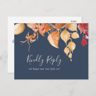 Herbstlaub   Navy Blue Song Request UAWG Postcard Einladungspostkarte