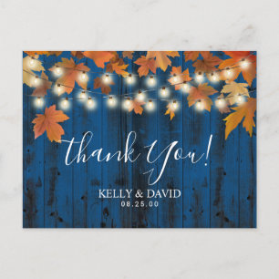 Herbstlaub Navy Scheune Herbsthochzeit Danke Postkarte