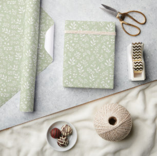 Herbstlaub Neutral - Sanftes Oliv Geschenkpapier