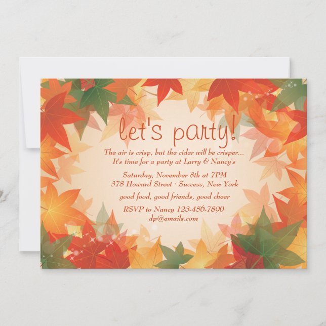 Herbstlaub-Party Einladung (Vorderseite)