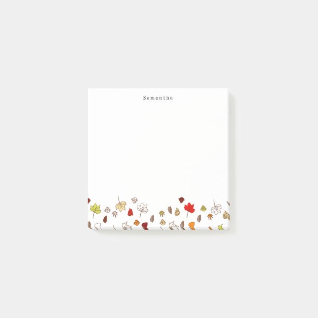 Herbstlaub Personalisierter Name Post-it Klebezettel (Vorderseite)