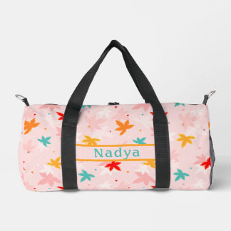 Herbstlaub Pink Muster Duffel Tasche