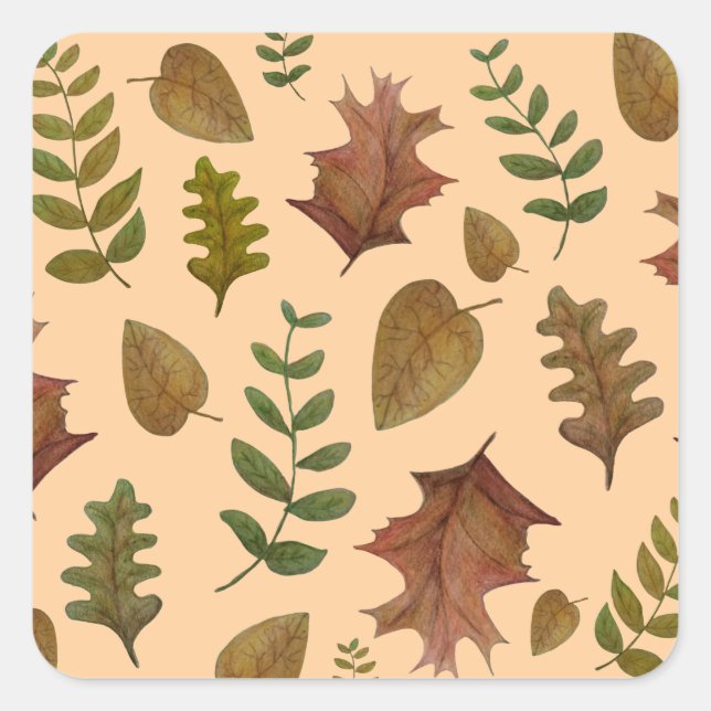 Herbstlaub Quadratischer Aufkleber (Vorderseite)