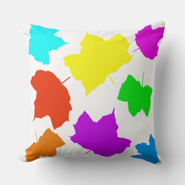 Herbstlaub Rainbow Multicolor Weiße Farbe Kissen (Vorderseite)