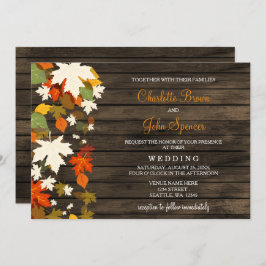 Herbstlaub Rustic Barn Wood Hochzeit im Herbst läd Einladung