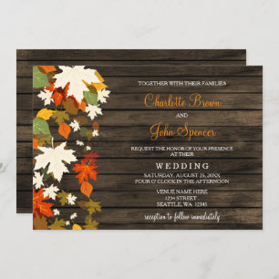 Herbstlaub Rustic Barn Wood Hochzeit im Herbst läd Einladung