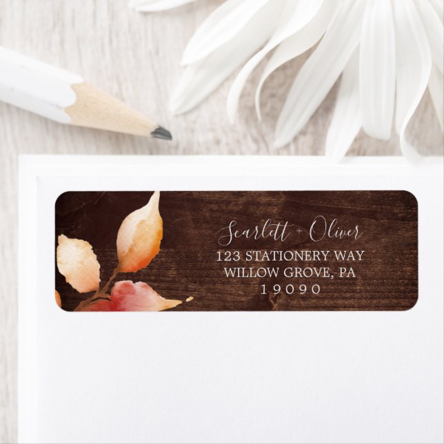 Herbstlaub | Rustic Wood Return Address Label (Insitu)