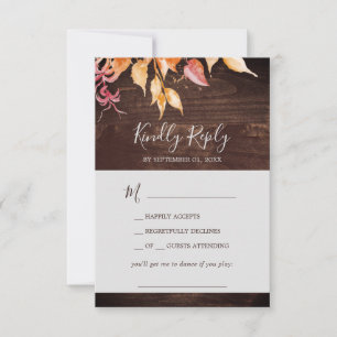 Herbstlaub   Rustic Wood Song Request RSVP Card