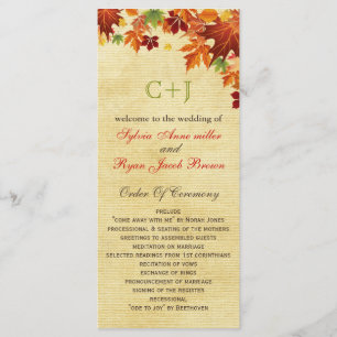 Herbstlaub Rustikale Hochzeit Programm