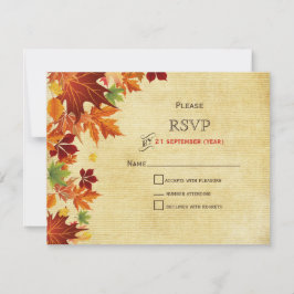 Herbstlaub Rustikale Hochzeit RSVP Karte
