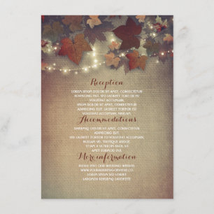 Herbstlaub Rustikale Hochzeitdetails - Information Begleitkarte