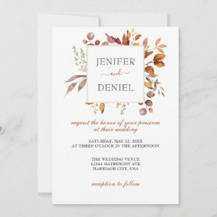Herbstlaub Rustikale Land Boho Hochzeit Einladung
