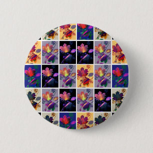 Herbstlaub Rustikale Patchwork-Quilt-Collage Button